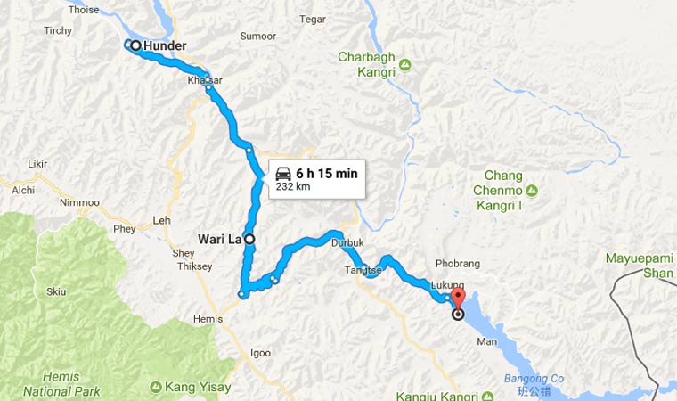 How to Reach Eco Traveller Camp Pangong from Hunder via Wari La